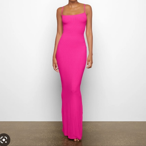 SKIMS Dresses Skims Limited Edition Hot Pink Long Dress Poshmark